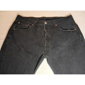 Levi's 501 Button Fly Jeans Men 38x32 Black Straight Leg Urban Preppy Western